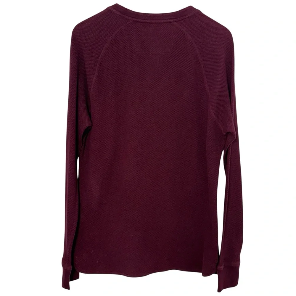 Banana Republic Men's Waffle-Knit Texture Henley Long Sleeve Shirt, Maroon, Sz L